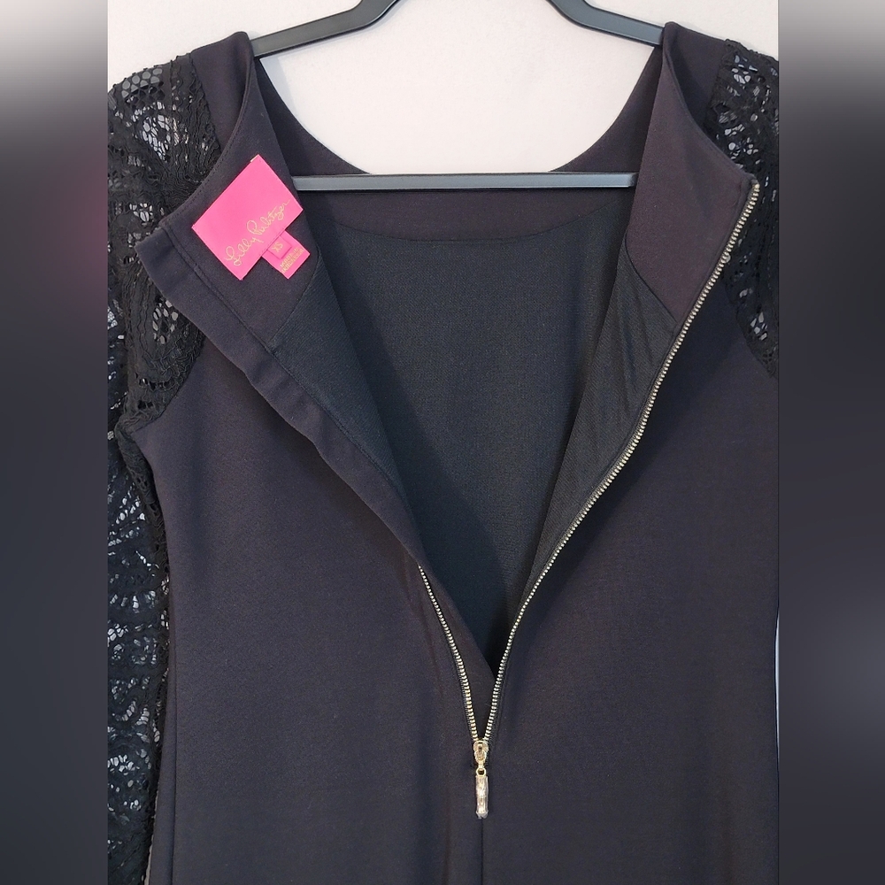 Lilly Pulitzer Black Dress with Lace Arms Size XS - Picture 9 of 13